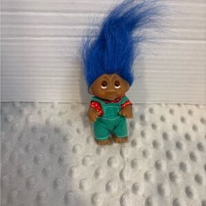 Troll Doll with Blue Hair and Green Overalls